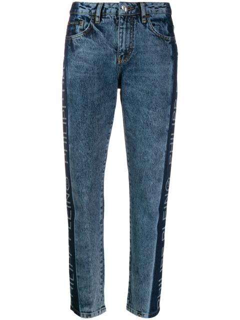 logo panelled straight-leg jeans