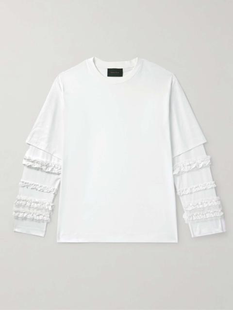 Ruffled Tulle-Trimmed Cotton-Jersey T-Shirt