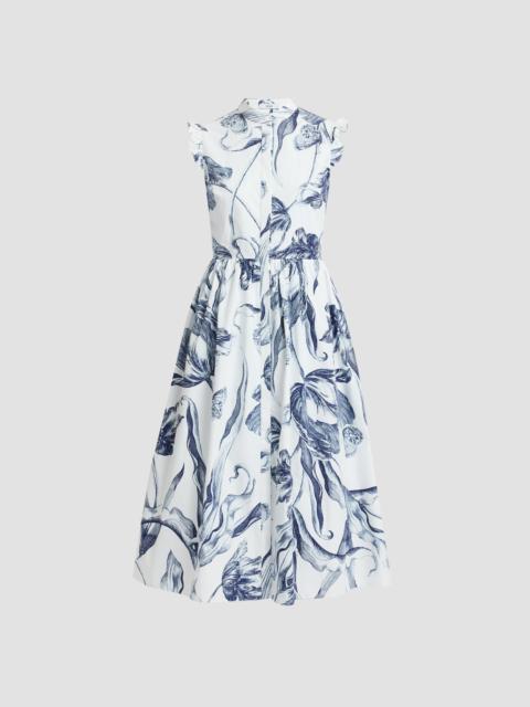 FLORAL PRINT SLEEVELESS SHIRT DRESS