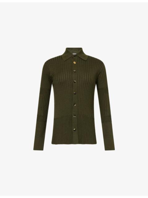 Collared Button-Through Cashmere and Silk-Blend Top