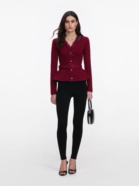 Burgundy Crystal Trim Cardigan