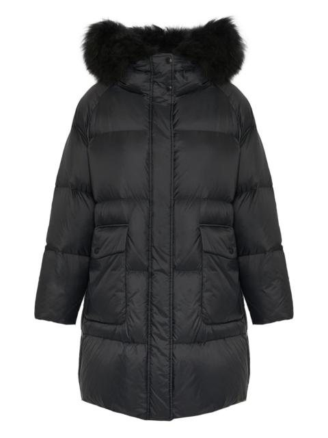 lambshearling-hooded down jacket
