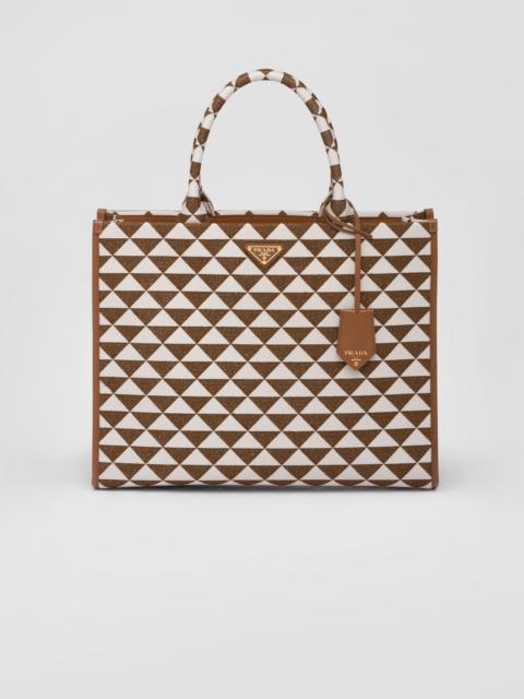 Large Prada Symbole jacquard fabric handbag