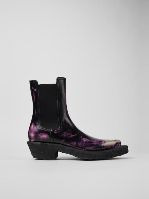 Three-toned brushed leather boots