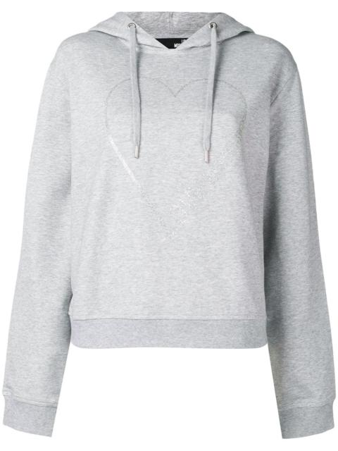 logo heart print hoodie