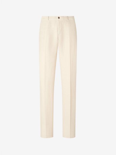Beige garment-dyed linen trousers