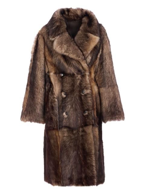 double-breasted leather coat