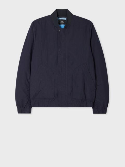 Navy Cotton-Blend Bomber Jacket