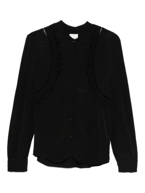 lace-insert long-sleeve blouse