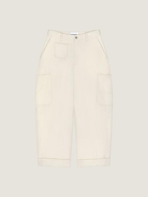 COCOON CROPPED CARGO PANTS IN COTTON AND WOOL