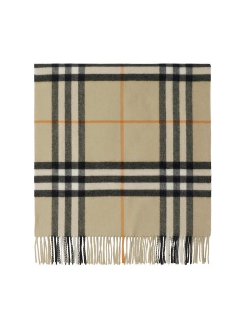 wide check cashmere scarf