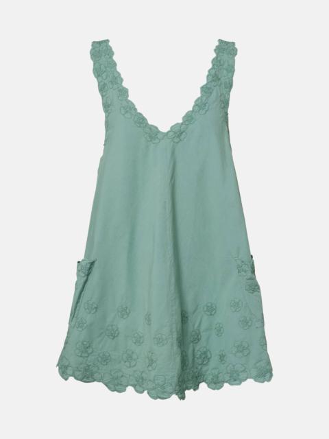 Embroidered cotton poplin minidress