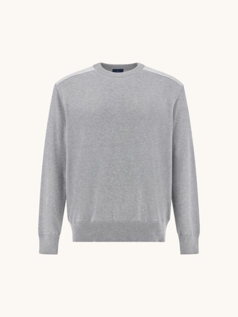 CREW‑NECK SWEATER IN FRESCO COTTON WITH LINEN DETAILS