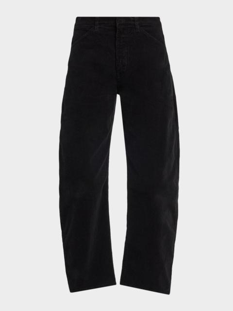 Tribeca Corduroy Barrel-Leg Ankle Pants