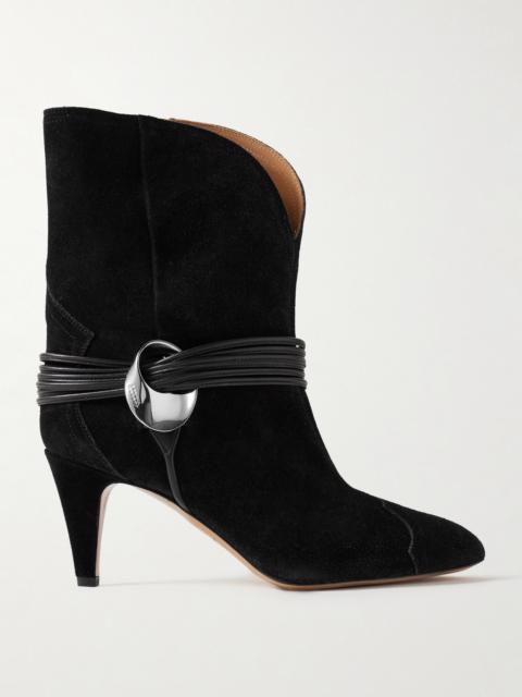 Dytho Embellished Leather-trimmed Suede Ankle Boots