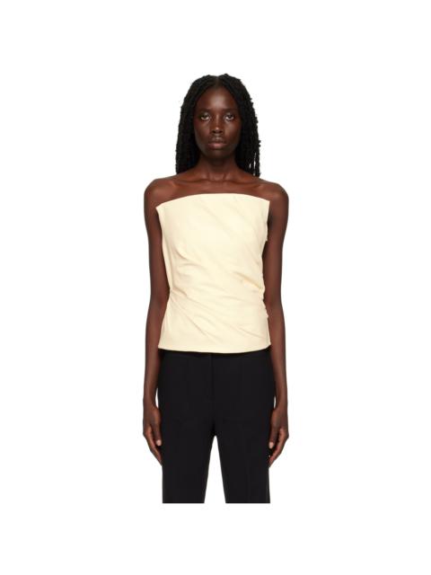 Beige Structured Faux-Leather Camisole
