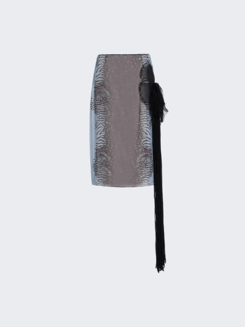 Skirt With Flower Detail Washed Denim And Espresso