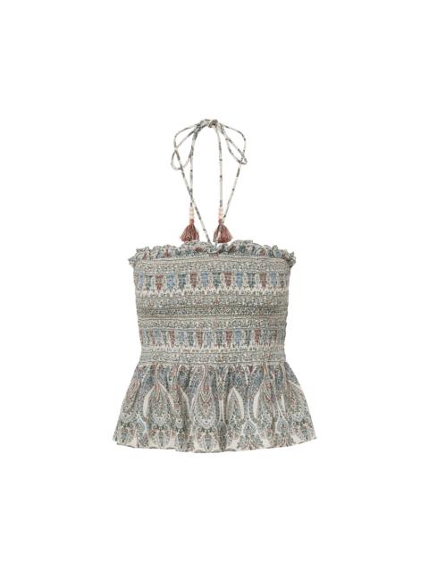 DAMSEY SMOCKED HALTER TOP