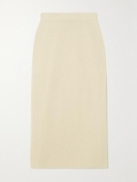 Davenport Zip-embellished Ribbed Cashmere Midi Skirt