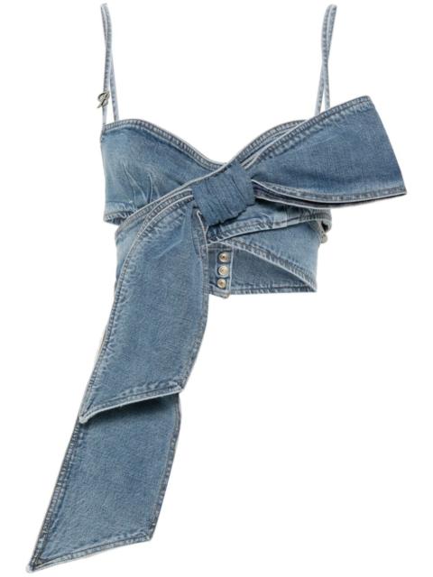 bow-detail denim top