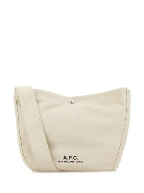 Ivory canvas small Besace crossbody bag