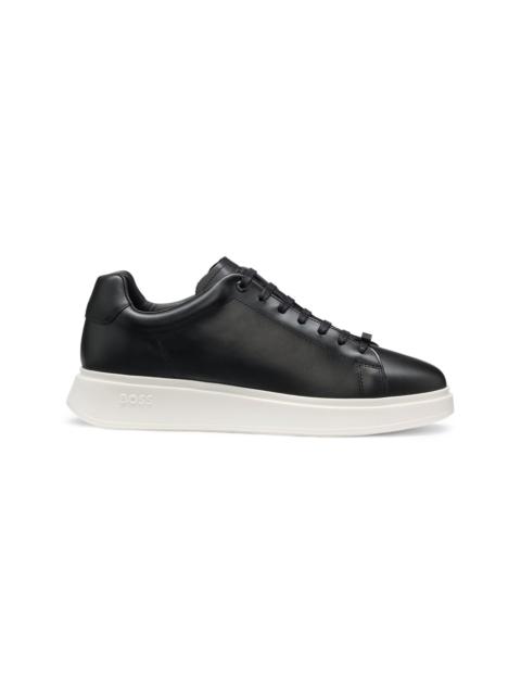 LEATHER TRAINERS WITH RUBBER OUTSOLE