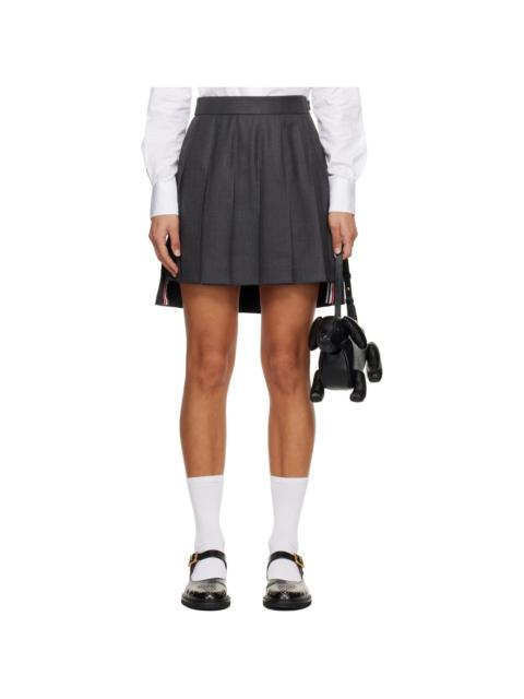 Gray Twill Pleated Miniskirt