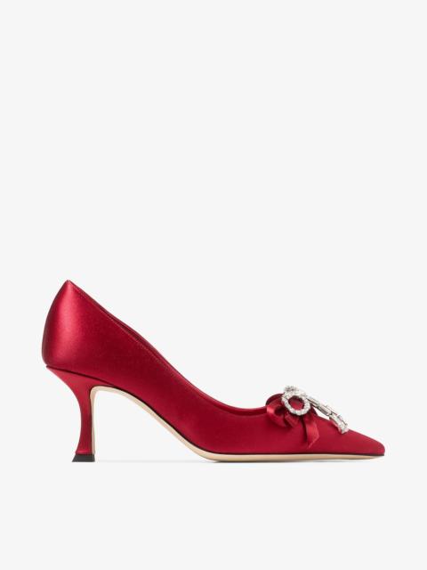 Auria 70
Ruby Red Satin Pumps with Satin and Crystal Bow