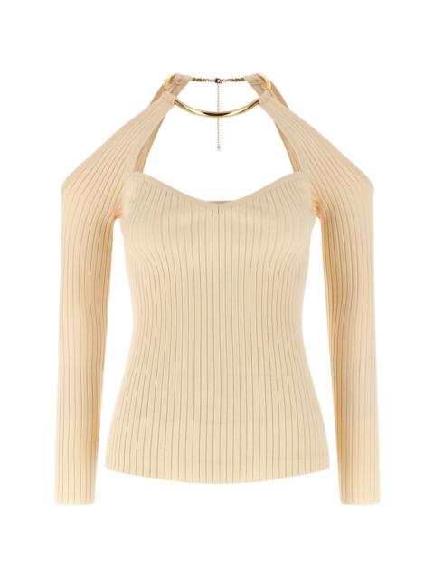 necklace cut-out sweater