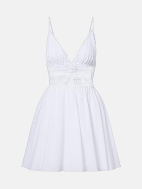 Emilie bow-detail cotton minidress