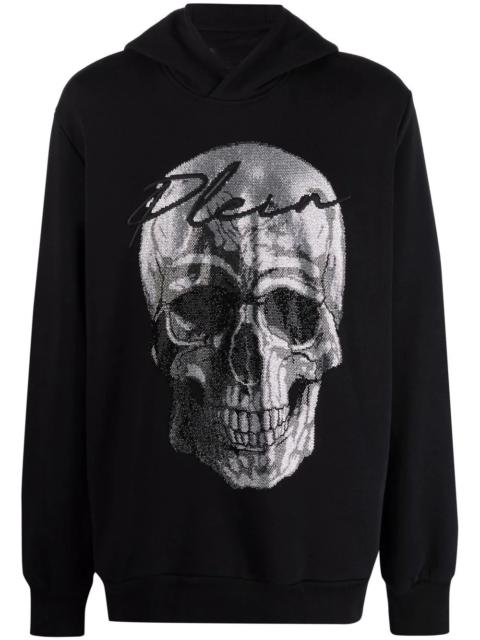 crystal-embellished skull hoodie