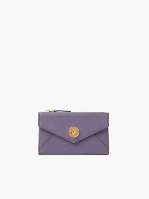 SMALL ENVELOPE PURSE WITH CARD SLOTS IN GRAINED LEATHER