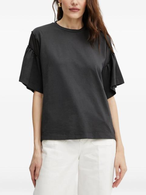 cotton frill-sleeve top