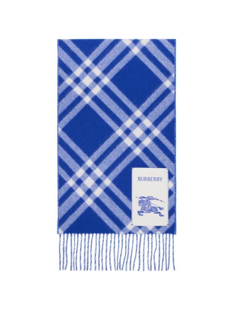 Blue & White Check Cashmere Scarf