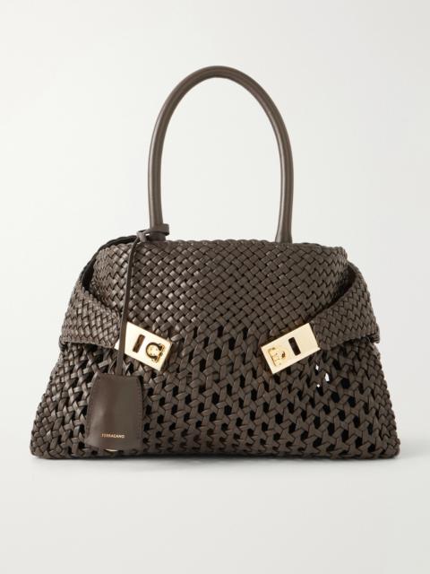 Hug Small Woven Leather Tote
