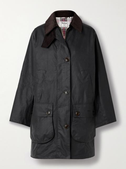 + Barbour The Edit By Alexa Loren Corduroy-trimmed Waxed-cotton Jacket