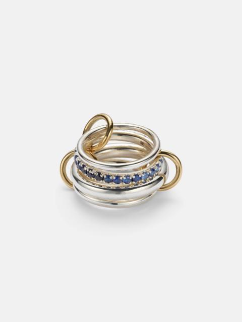 Janssen SG 18kt gold and sterling silver ring with sapphires