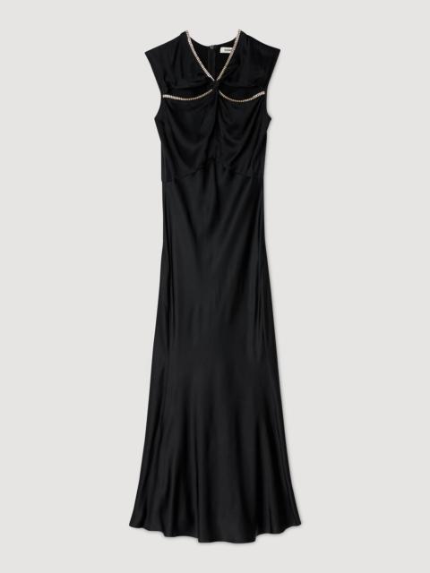 SATIN MAXI DRESS WITH RHINESTONES