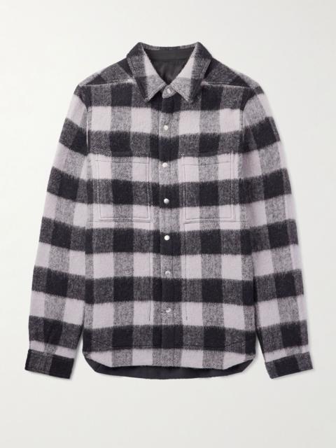Checked Brushed-Wool Overshirt Black