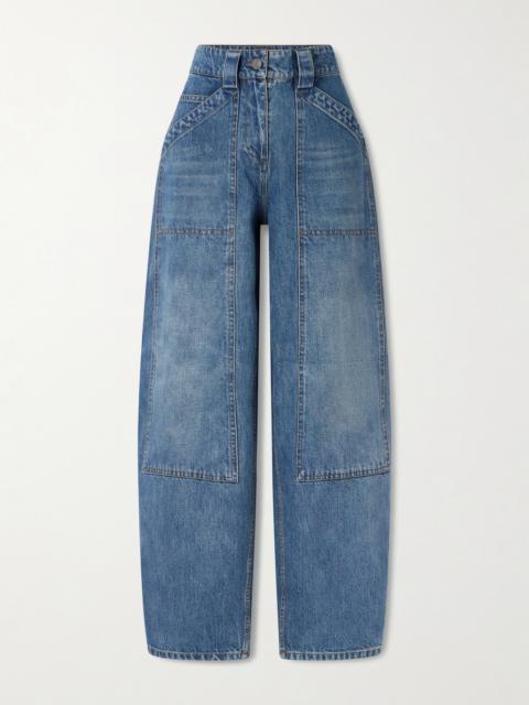 Paneled Mid-rise Barrel-leg Jeans