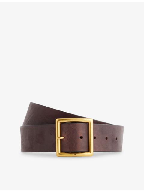 Square-Buckle Leather Belt