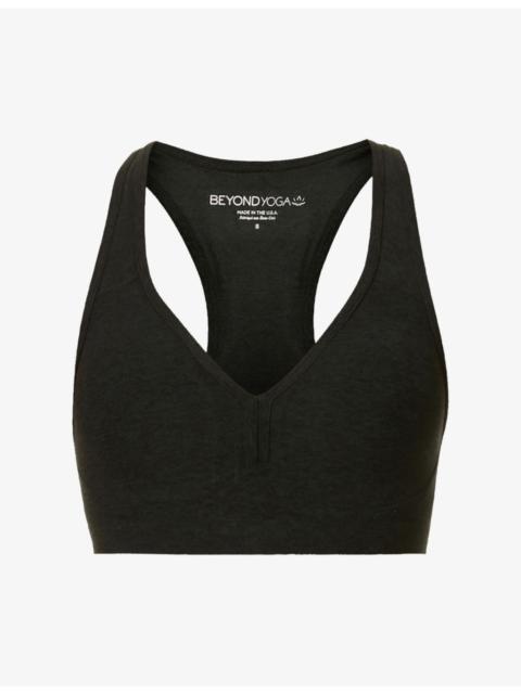 Spacedye V-neck stretch-woven bra