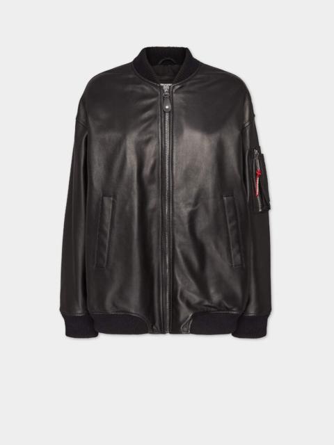 LEATHER OVERSIZE BOMBER JACKET