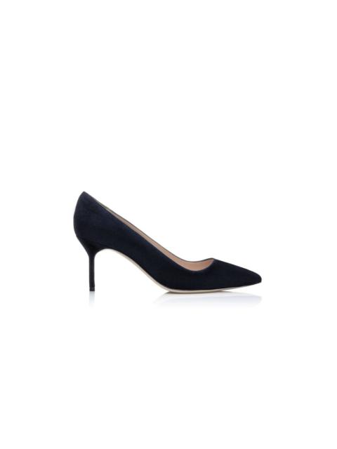 Navy Suede Pointed Toe Pumps
