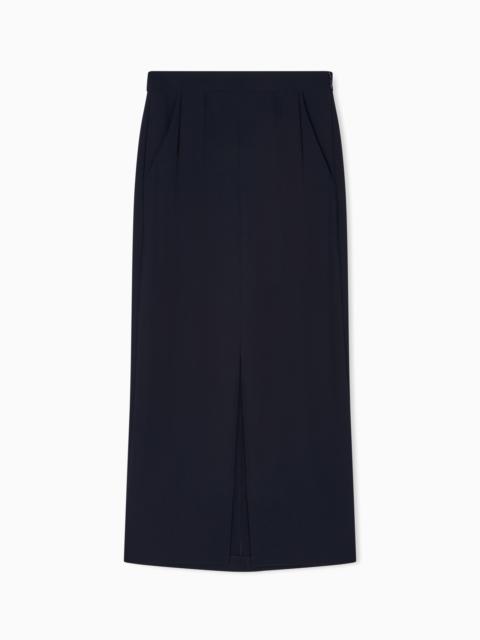 ICON WASHED CADY CRÊPE PLEATED LONG SKIRT