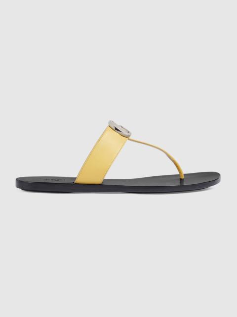 Women's leather thong sandal with Double G