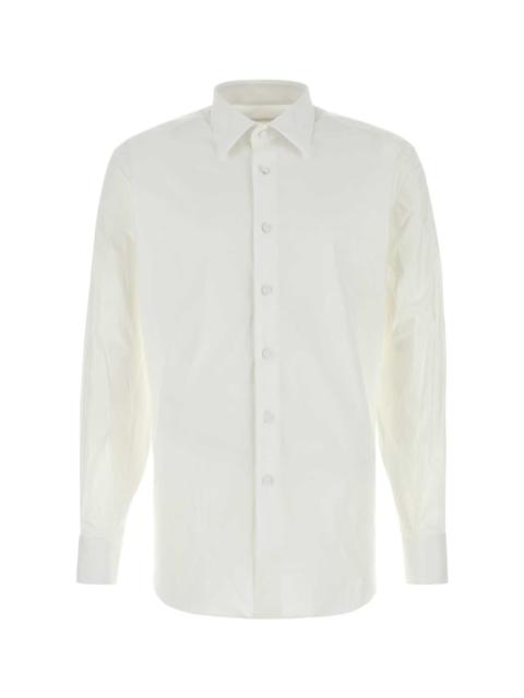 White Stretch Cotton Blend Shirt
