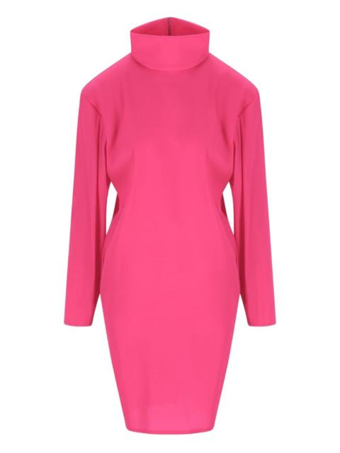 high-neck midi dress