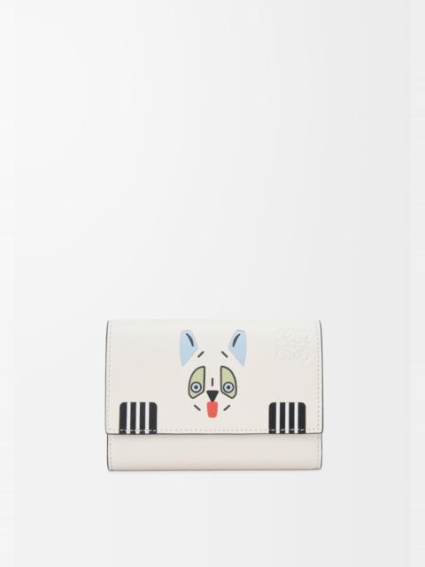 Futurist Cat small vertical wallet in classic calfskin