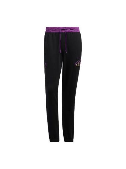 adidas Dame 8 Inn Pnt Pattern Embroidered Loose Basketball Sports Pants/Trousers/Joggers Black HD520